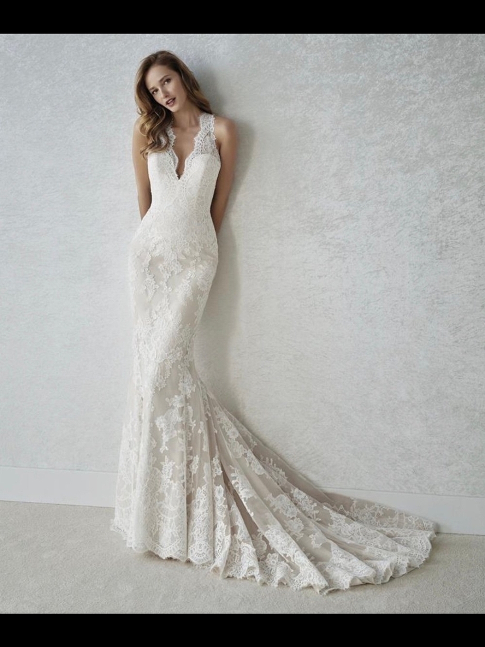 Pronovias Ivory Lace Mermaid Wedding Dress